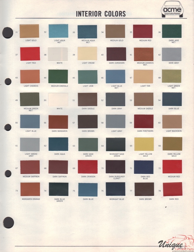 1977 Ford Paint Charts Acme 6